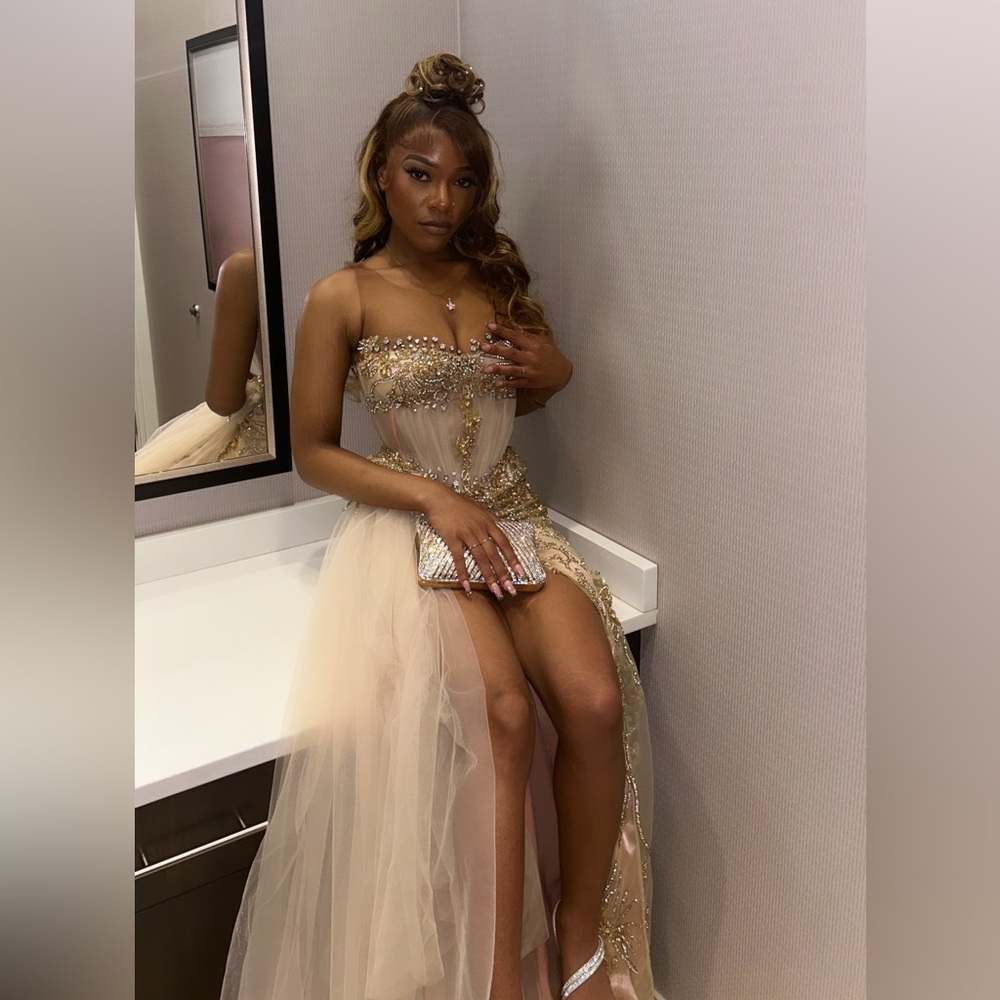 Handmade pink dime prom dress